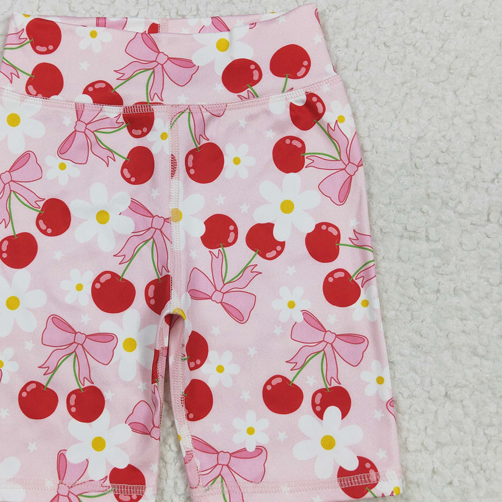 6.21 SS0541 RTS NO MOQ Baby Girls Yoga Shorts Baby Girls Pink Bows Flowers Biking Shorts Bottoms