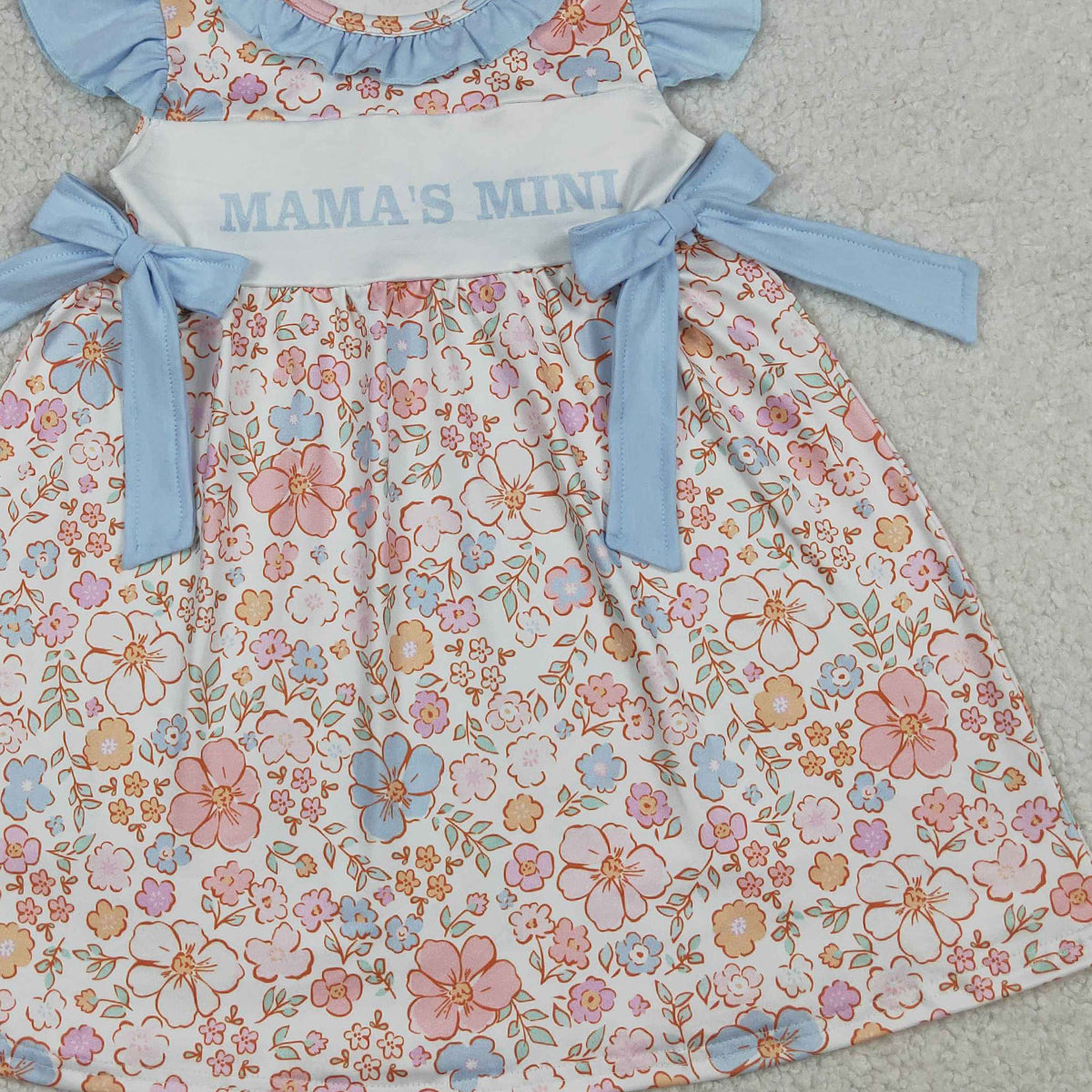 4.7 GSD3648 RTS NO MOQ (In stock) Flutter sleeves floral mama's mini kids girls dresses