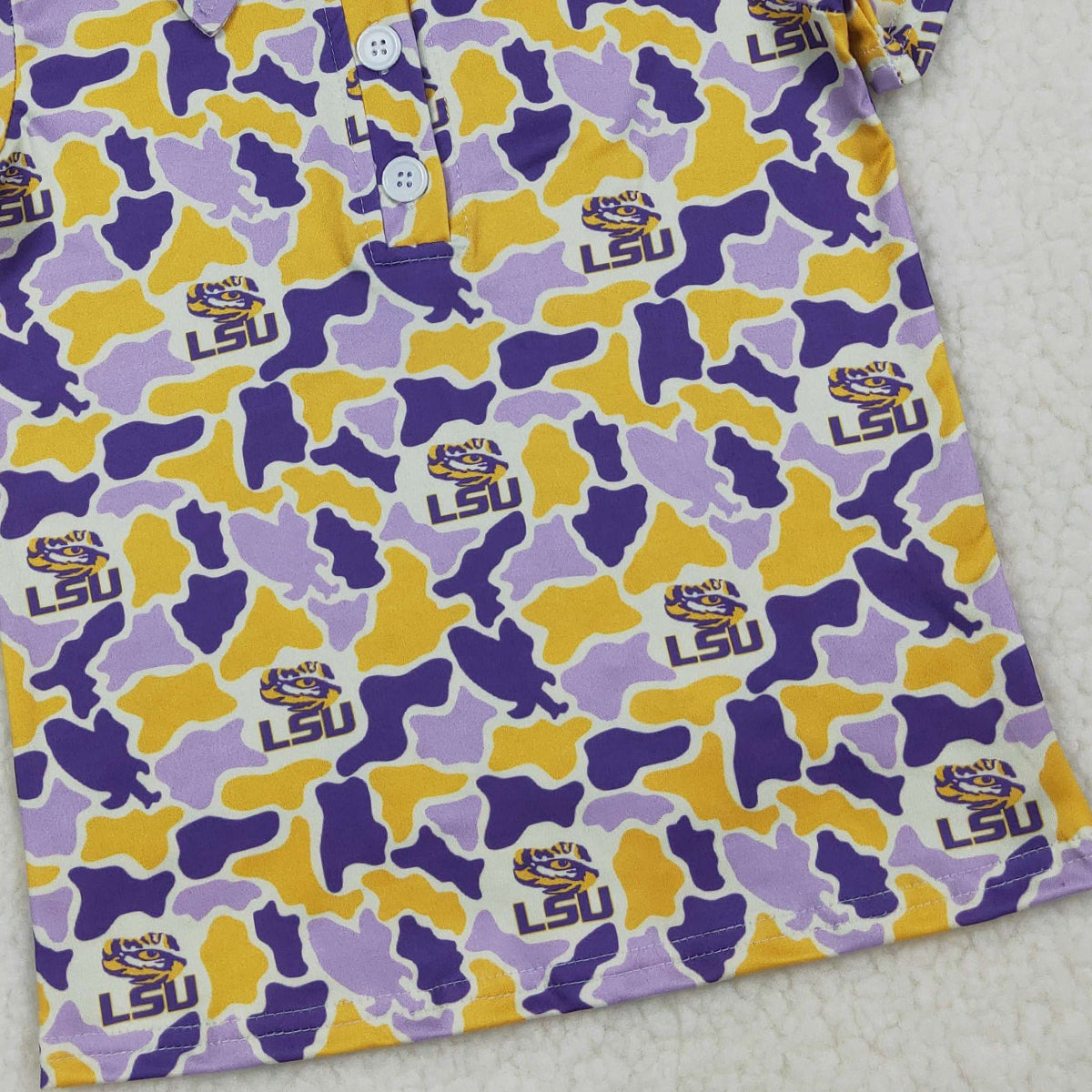 3.30 RTS NO MOQ (In stock)BT1744 Purple yellow camo kids boys team polo shirt