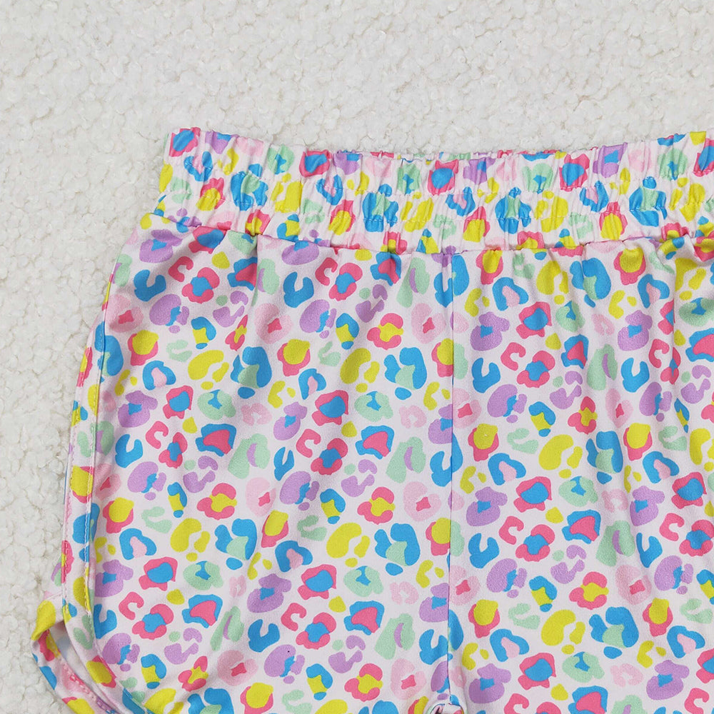 4.30 SS0475 RTS NO MOQ Colorful leopard elastic waist kids girls summer shorts