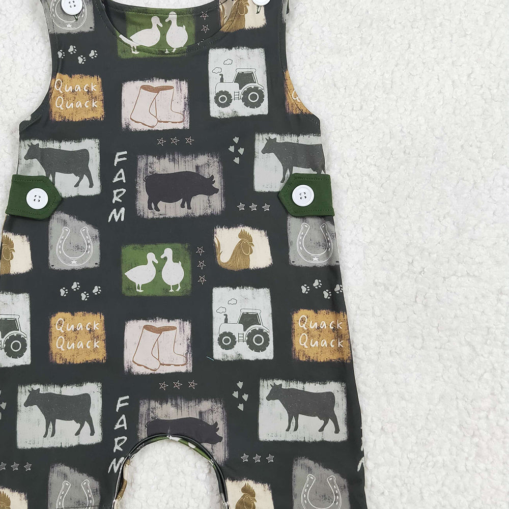 6.18 SR2874 RTS NO MOQ Baby Boys Summer Rompers Baby Infant Boys Western Cow Boots Buttons Rompers