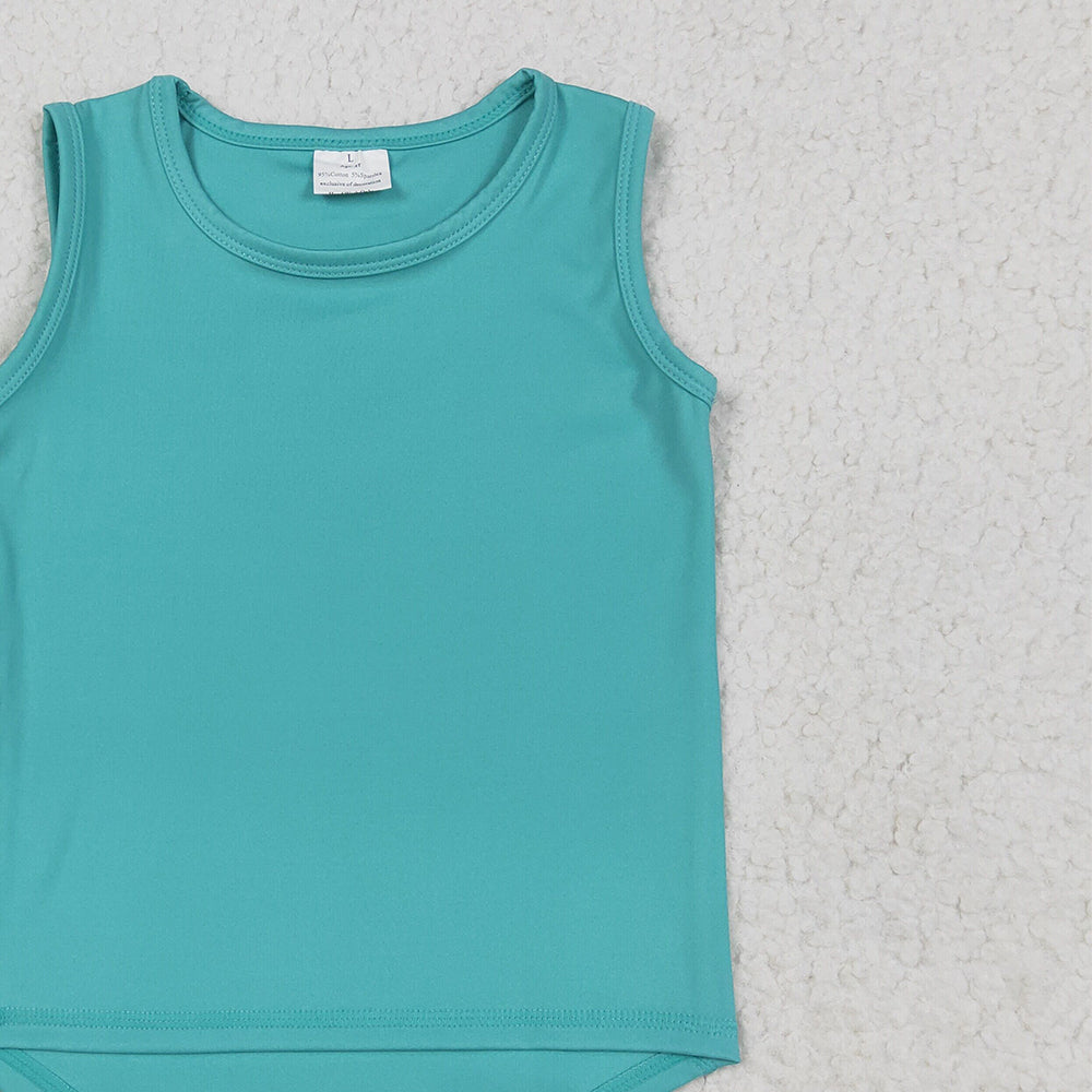 7.02 GT1018 RTS NO MOQ Baby Girls Summer Yoga Tops Baby Girls Aqua Sleeveless Yoga Tee Shirts Vest