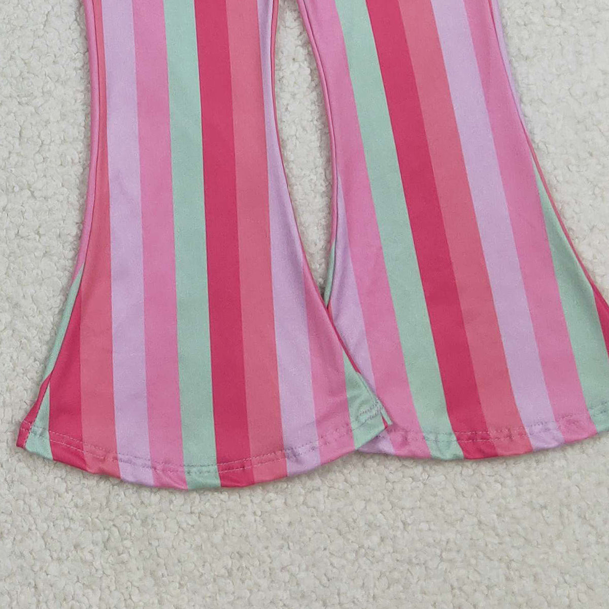 12.13 RTS NO MOQ (In stock)GLP3119 Baby Girls Colorful Hearts Tunic Stripe Bell Bottom Pant Valentines Clothes Sets