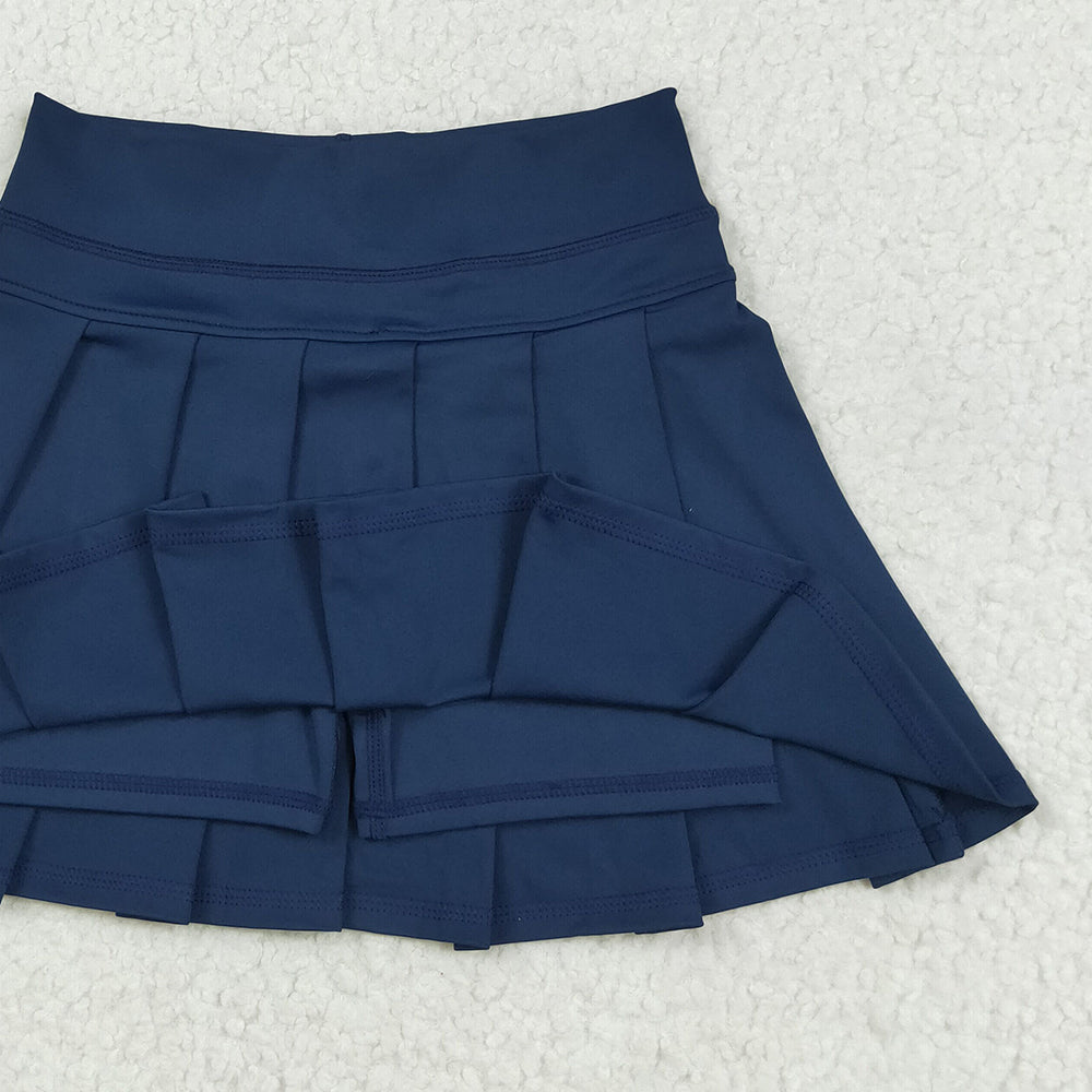 RTS NO MOQ (In stock) GLK0122 Baby Girls Summer Yoga Skirt Baby Girls Navy Yoga Pleated Skorts Bottom