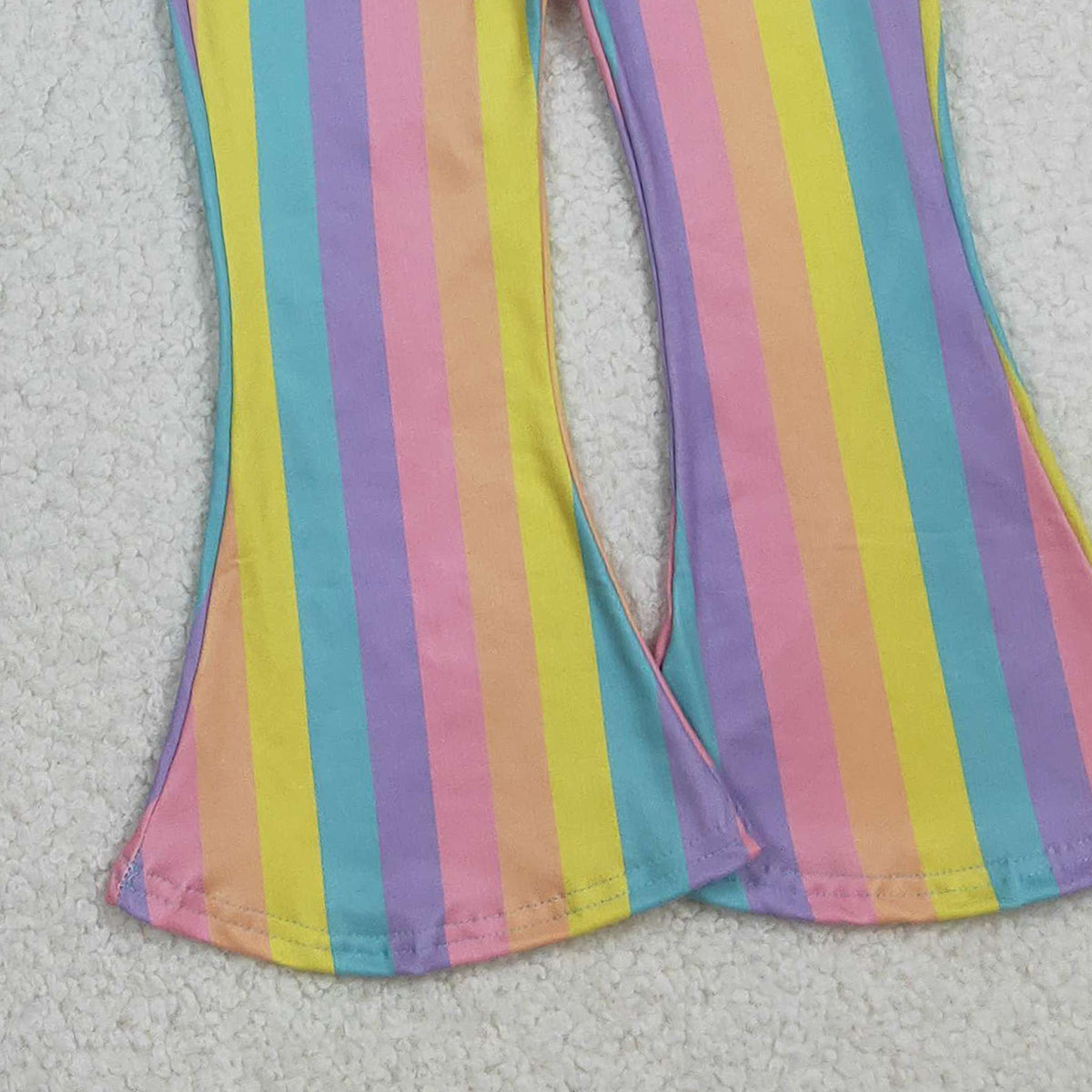 12.12 RTS NO MOQ (In stock)GLP3118 Baby Girls Colorful Hearts Tunic Stripe Bell Bottom Pant Valentines Clothes Sets