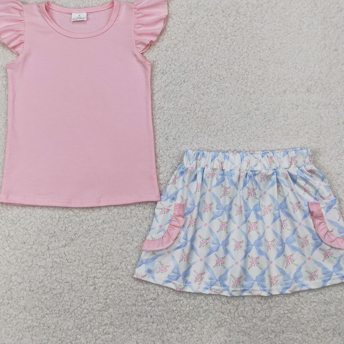4.09 GSD2360 RTS NO MOQ Baby Girls Summer Outfits Baby Girls Pink Top Floral Shorts Set