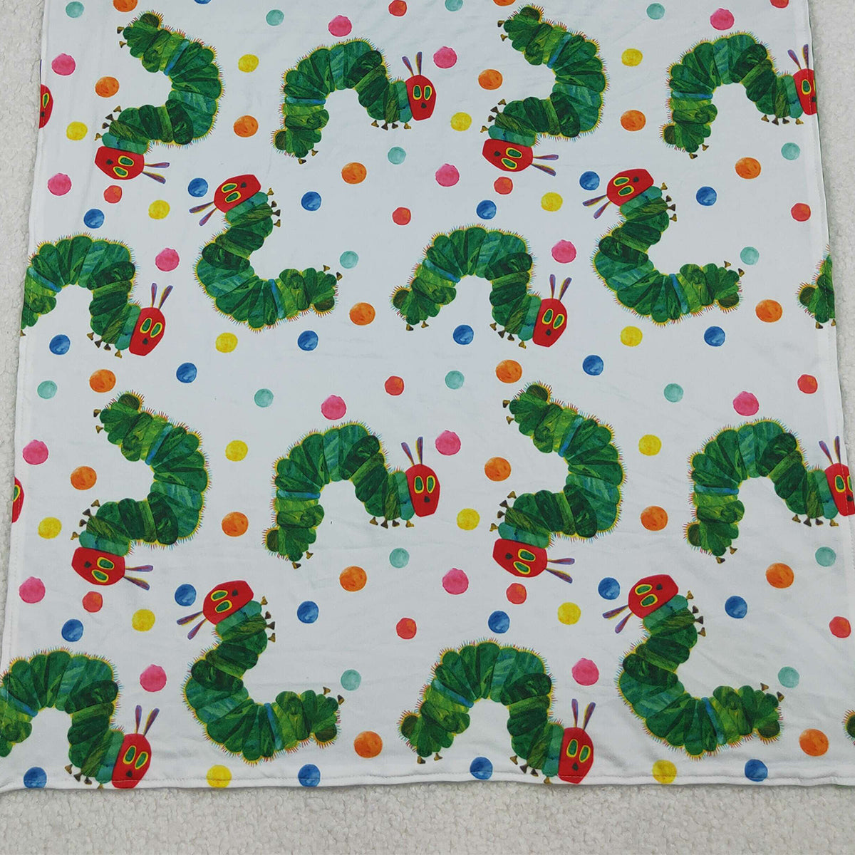 10.16 RTS NO MOQ (In stock)BL0202 Baby Kids Green Caterpillar Blankets