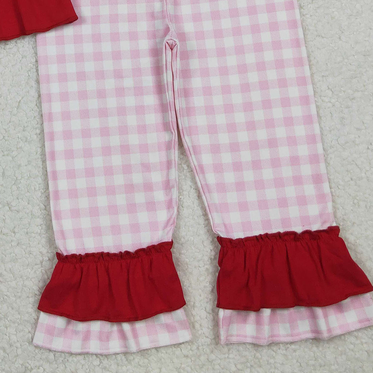 10.22 RTS NO MOQ (In stock)GSPO2072 Embroidery I Love Dad Baby Girls Shirts Checked Ruffle Pants Clothes Sets