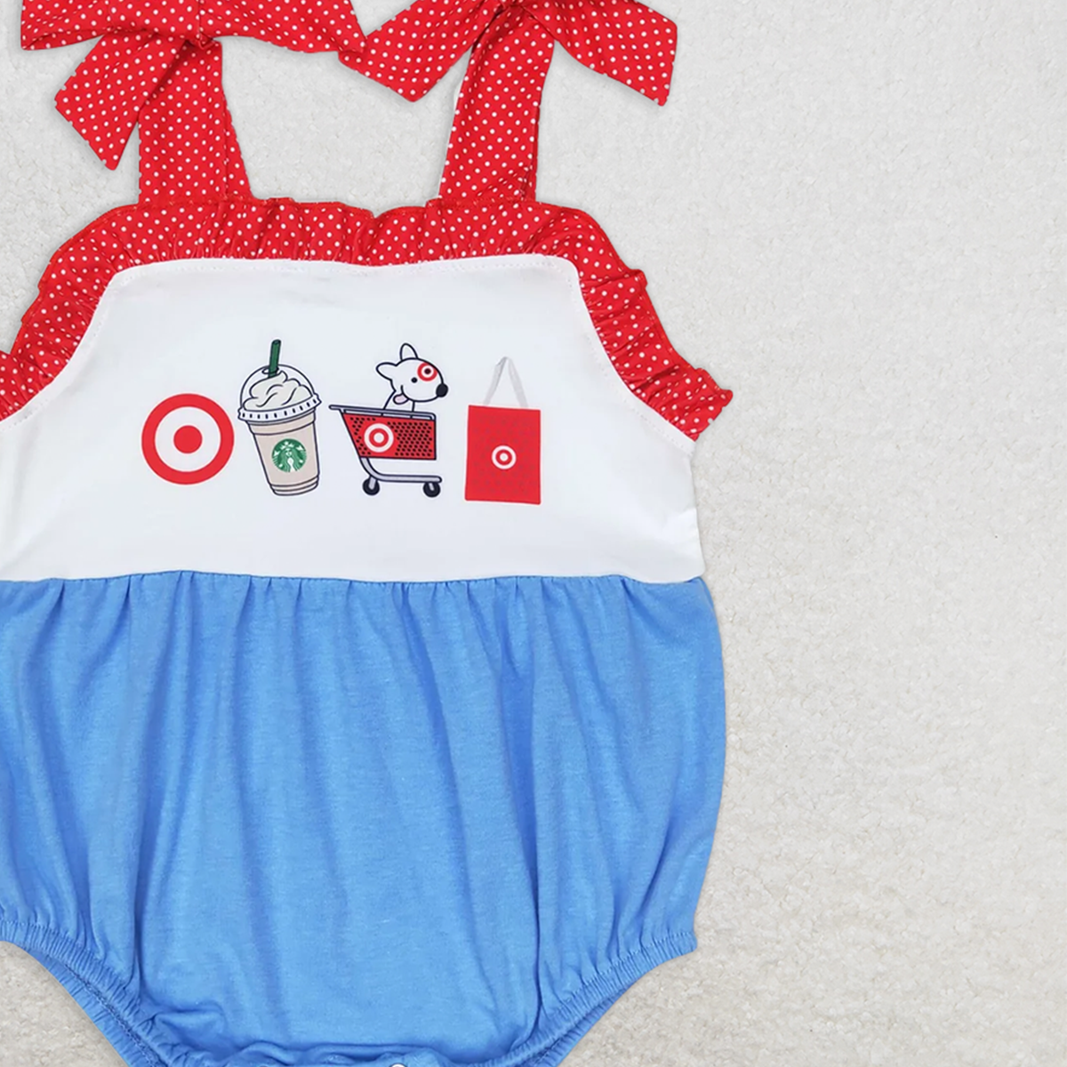 SR1605RTS NO MOQBaby Girls Summer Rompers Baby Girls Straps Coffee Cart Summer Rompers