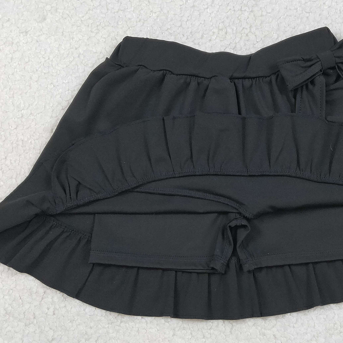 1.16 RTS NO MOQ (In stock)GLK0218 Baby Girls Summer Shorts Baby Girls Black Yoga Active Ruffle Skirt Shorts Bottoms