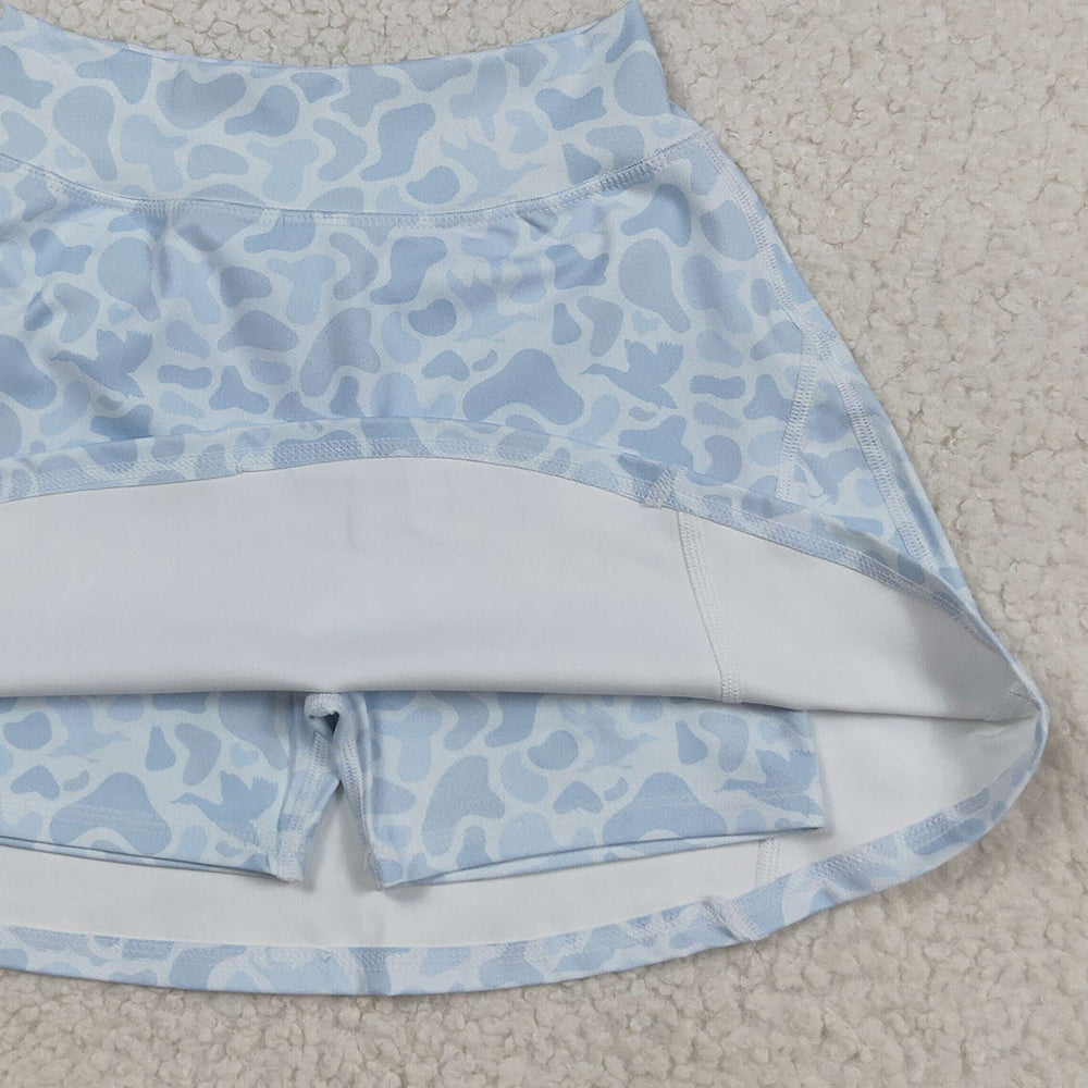 RTS NO MOQ (In stock)GLK0129 Baby Girls Summer Yoga Skirt Baby Girls Western Light Gray Camo Yoga Active Skorts Bottom