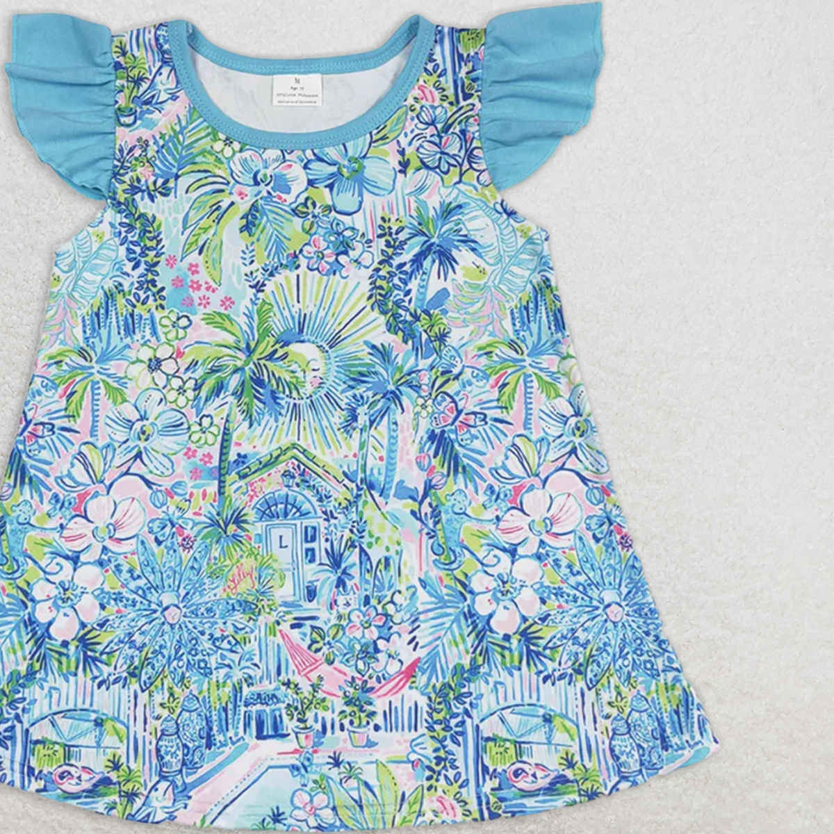 GT0562 RTS NO MOQ Baby Girls Summer Tops Baby Girls Flower Pearl Tunic Top