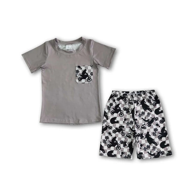 BSSO0054 Sales New RTS No Moq Promotion Grey motorcycle boy cool summer outfits