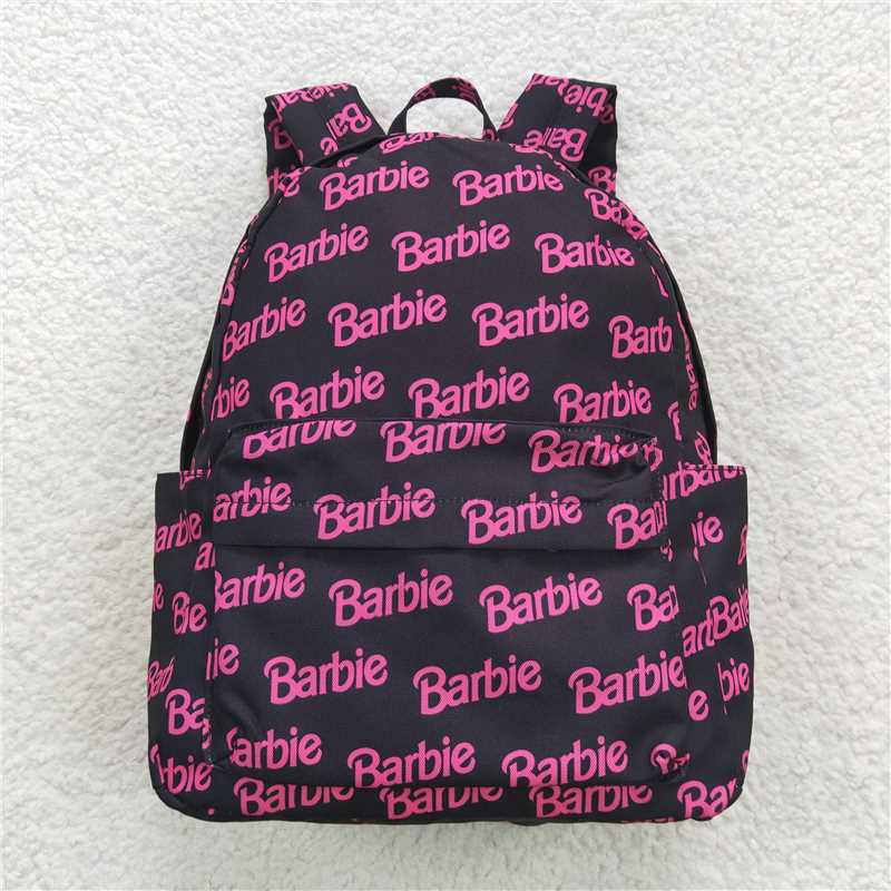 BA0137 Baby Kids Doll Words Black Pink Back Bags