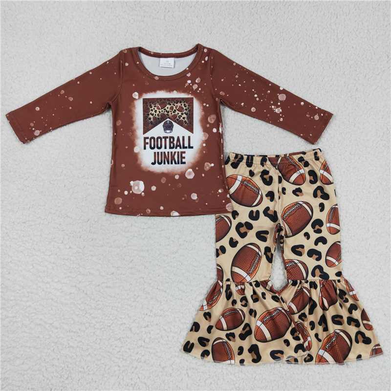 GLP0722Brown top leopard football pants girls clothing