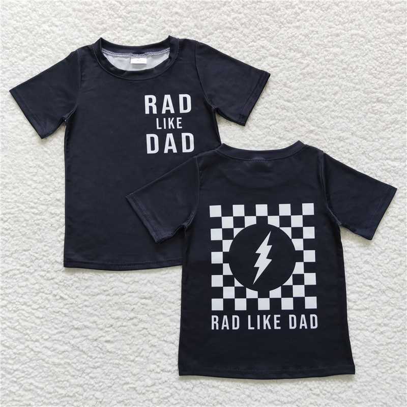 BT0323 Baby Kids Black Checkered Short Sleeve Tee Shirt Tops