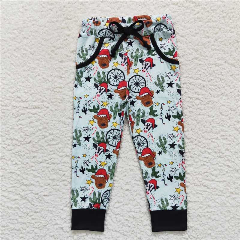 P0291 Baby Boys Christmas Cow Hats Cactus Pockets Pants