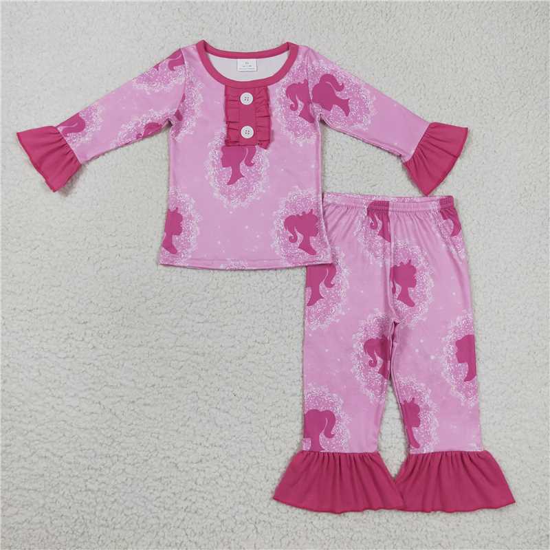 GLP0646Long sleeves pink party girls pajamas