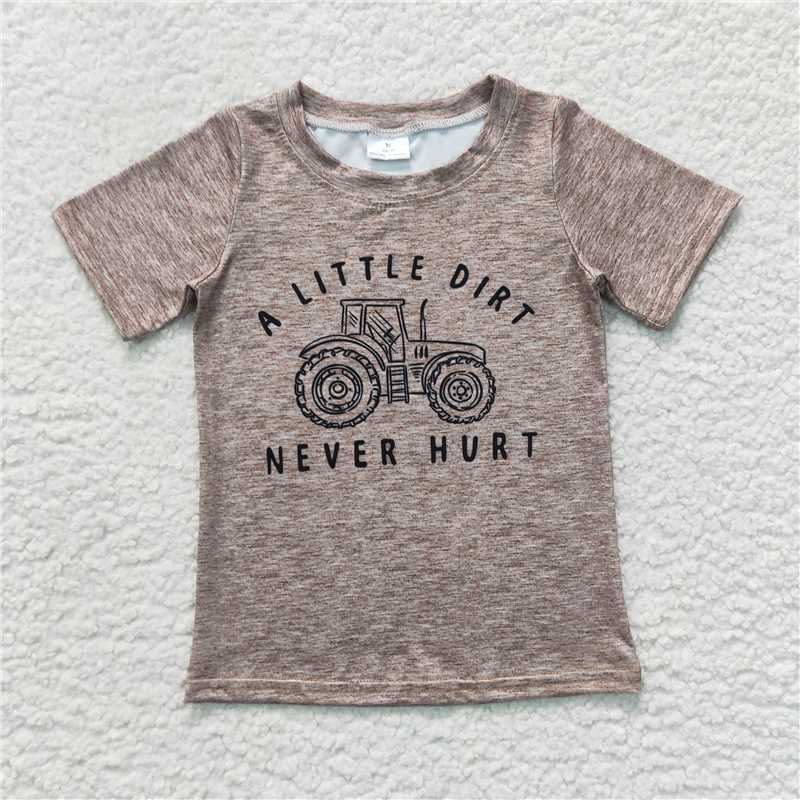 BT0360 Baby Boys Brown Tractor Short Sleeve Tee Shirts Tops