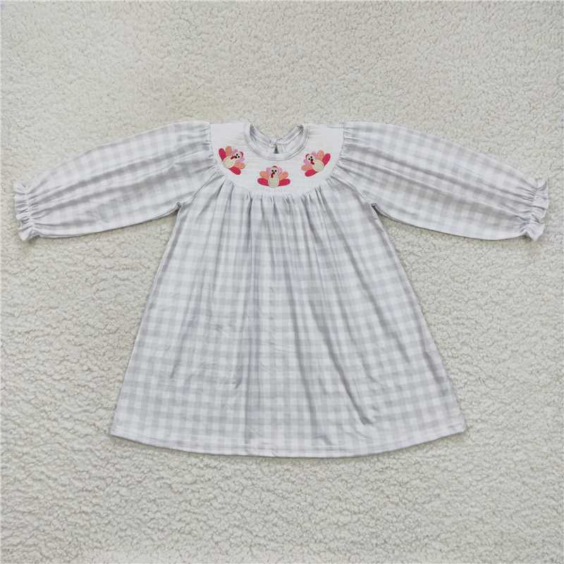 GLD0357 Pink santa pocket baby girls Christmas dress