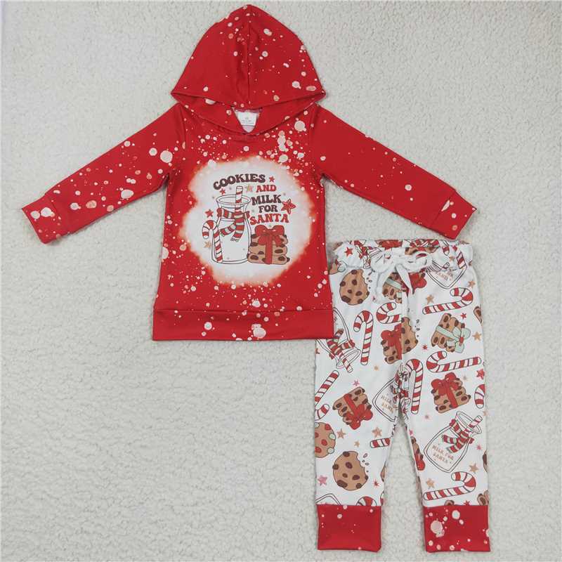 BLP0219 Cookies milk red long-sleeved hooded trousers suit