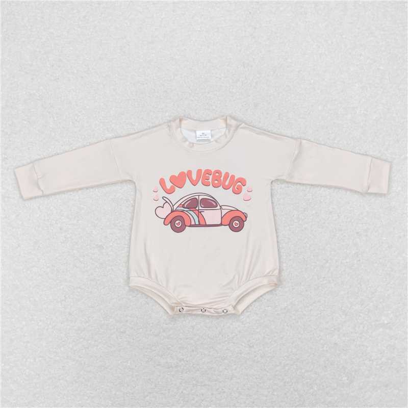 RTS LR0833 lovebug heart car beige long-sleeved jumpsuit