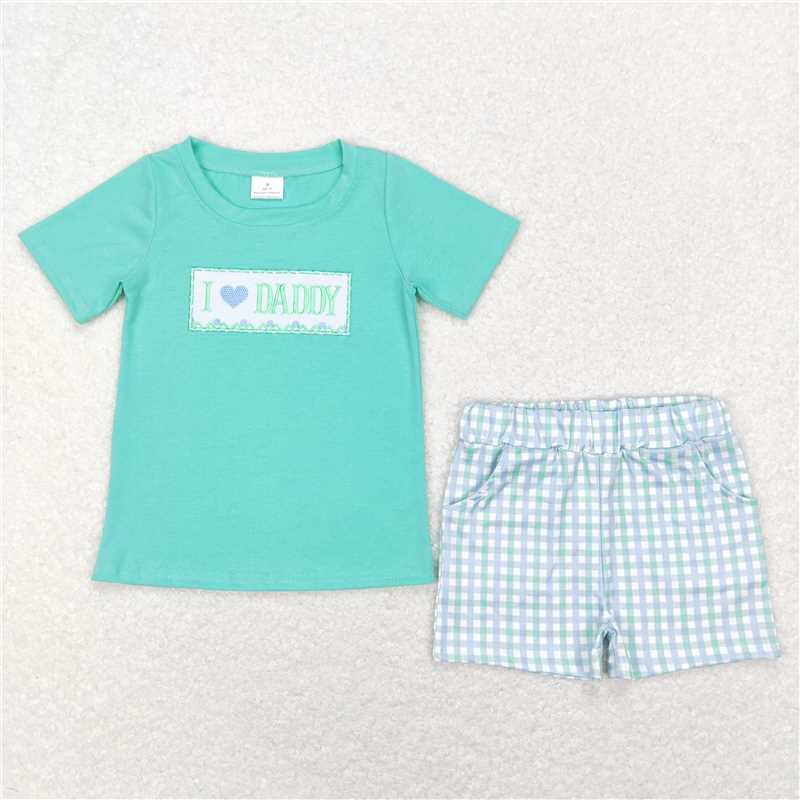 BSSO0406 Baby Boys I Love Daddy Shirt Shorts Father's Day Outfits Clothing Sets