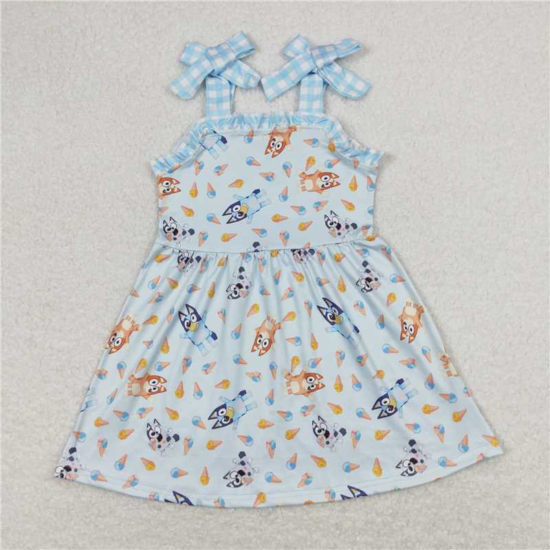 GSD0866 Baby Girls Straps Dogs Sibling Sister Summer Clothes Sets