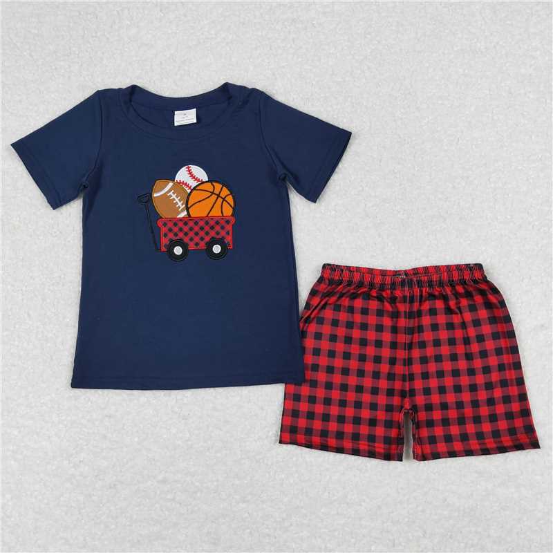 BSSO0424 Baby Boys Balls Tee Shirts Top Shorts Boutique Outfits Clothes Sets