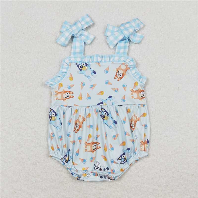 SR1113 Baby Girls Straps Dogs Sibling Sister Summer Clothes Sets