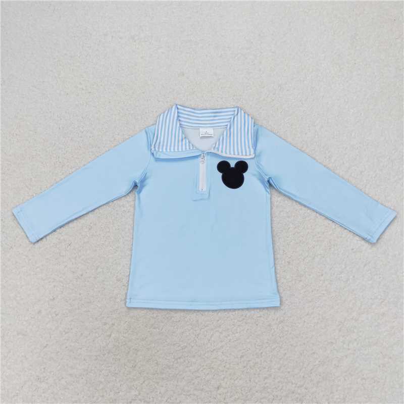 BT0708 Baby Girls Boys Sibling Cartoon Zip Long Sleeve Tee Shirts Tops