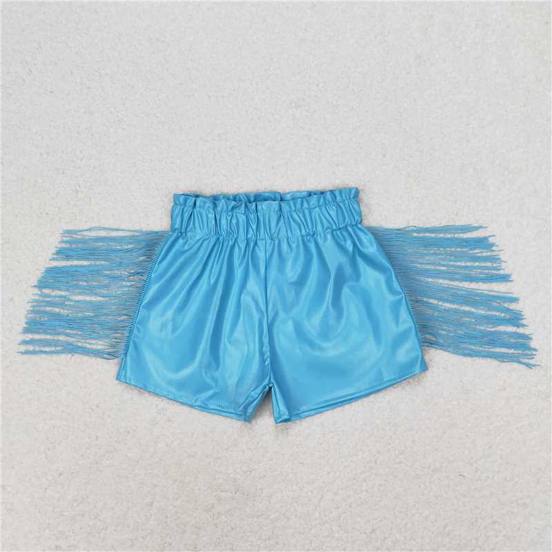 SS0241 Baby Girls Tassels Fashion Sibling Sister Pleather Shorts