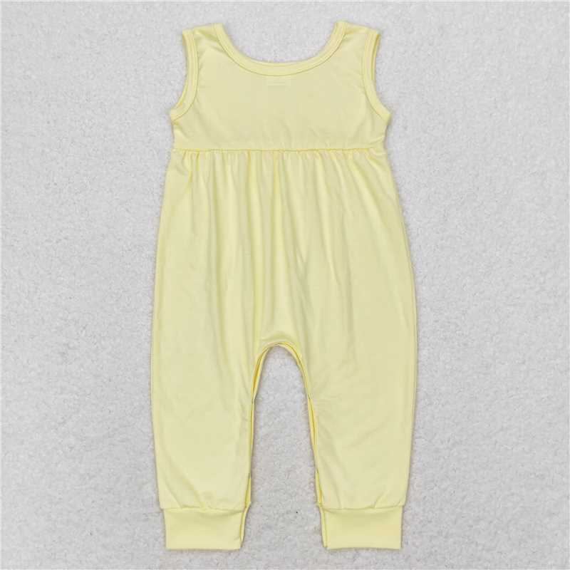 SR1447 Baby Infant Girls Yellow Sleeveless Summer Rompers