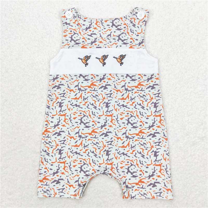 SR1743 Baby Girls Embroidery Camo Ducks Sibling Dresses Rompers Clothes Sets