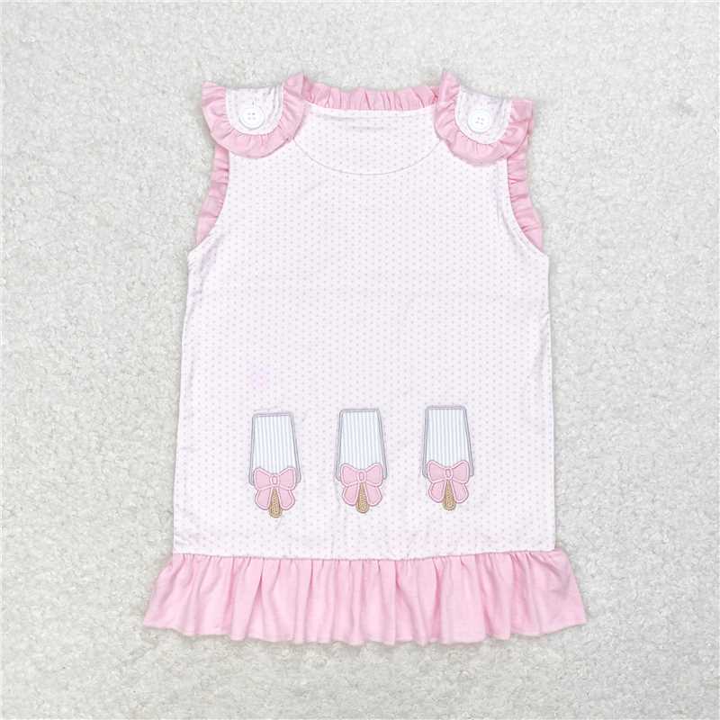 GT0534 Baby Girls Pink Embroidery Popsicle Sleeveless Top