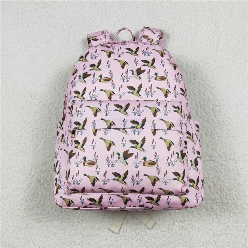 USA Shop (in stock)BA0202 Baby Kids Girls Pink Ducks Backpack Zip Back Bags