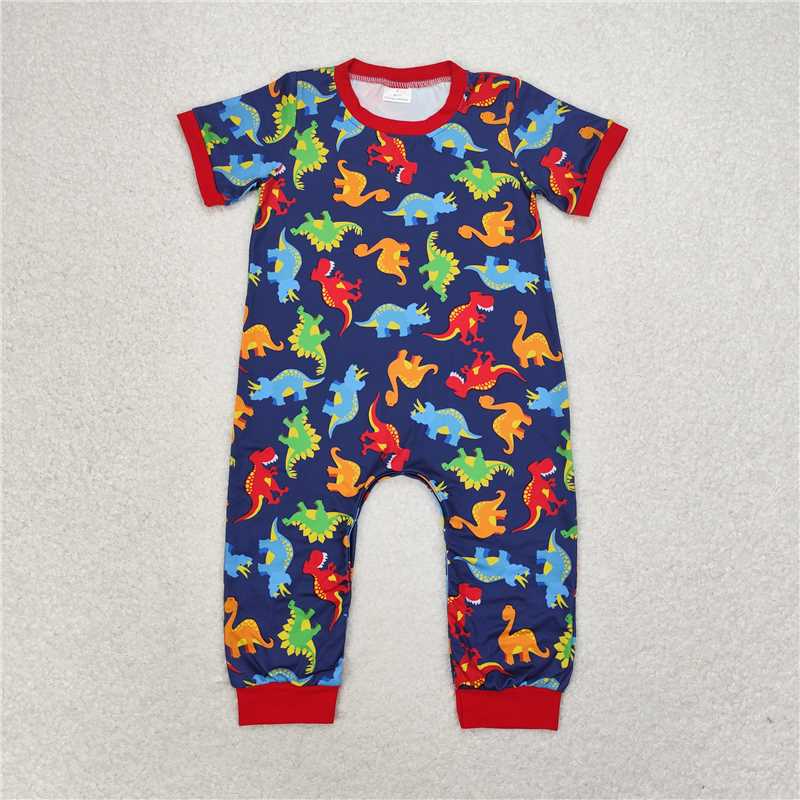 SR0468 Baby Boys Sibling Rompers Red Dinosaur Pants Clothes Sets