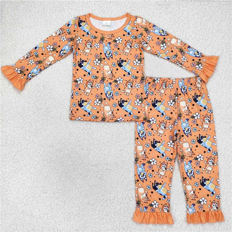 GLP1184Long sleeves floral dog top pants girls pajamas