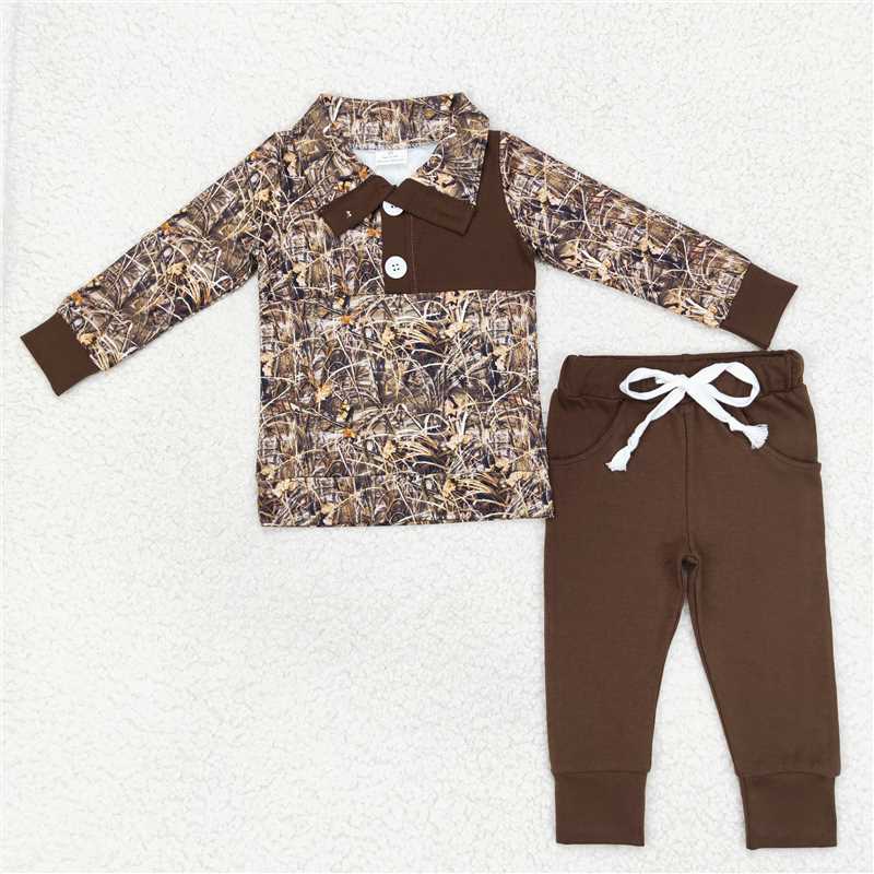 BLP0495Long sleeves camo kids boys hunting pullover set