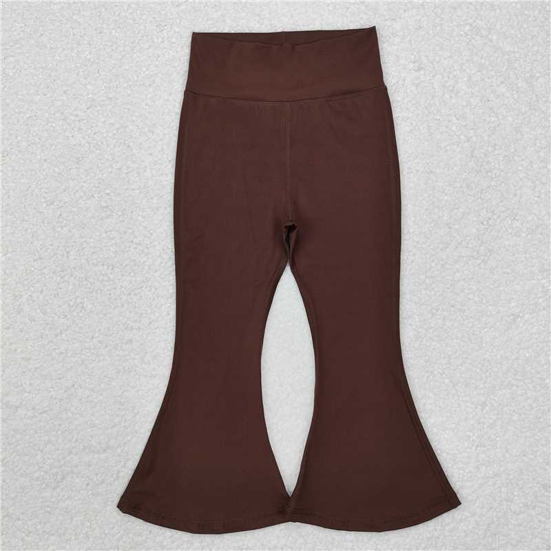 P0571 Baby Girls Brown Yoga Active Wear Bell Bottom Pants
