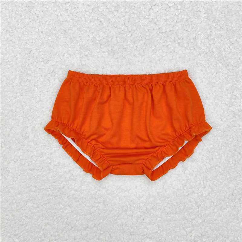 SS0368 Orange ruffle cotton baby girls fall bummies