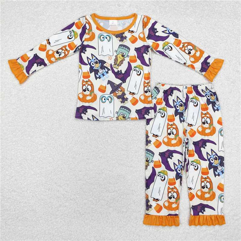 GLP1757Ghost bat dog witches kids girls Halloween pajamas