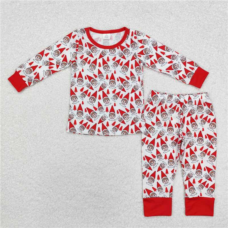 BLP0558Red hat Christmas tree kids boys bamboo pajamas
