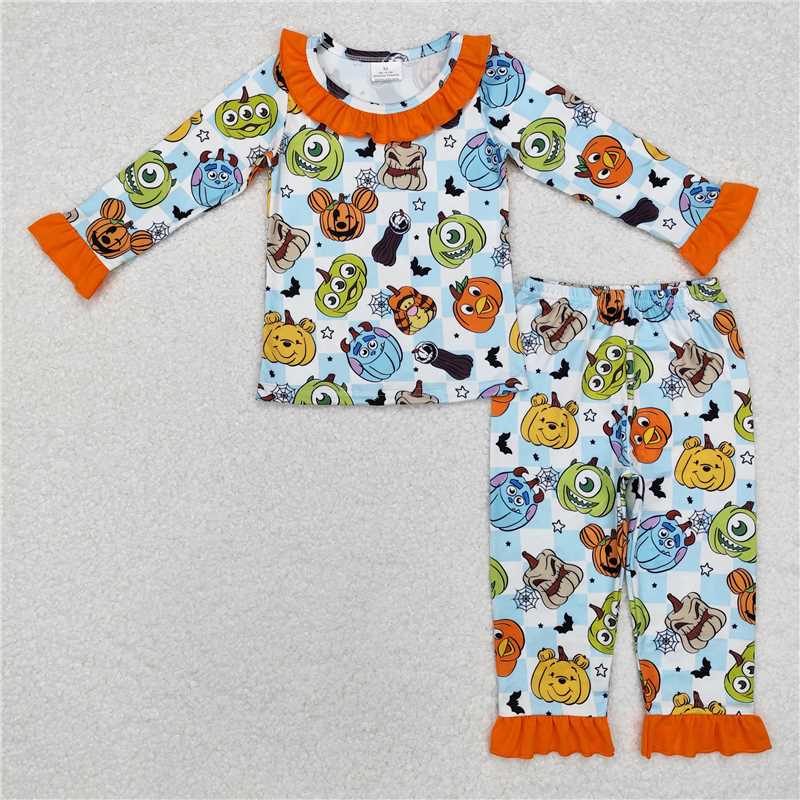 GLP1738Plaid monster eye mouse pumpkin girls Halloween pajamas