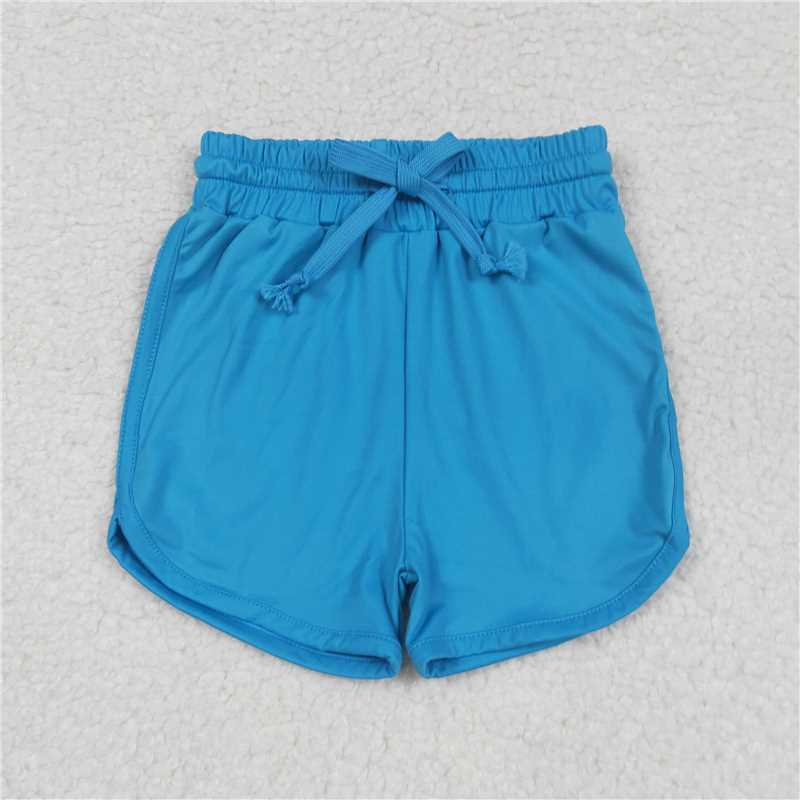 12.23 RTS NO MOQ (In stock)Matching SS0504 Baby Girls Hot Blue Belt Yoga Shorts Bottoms