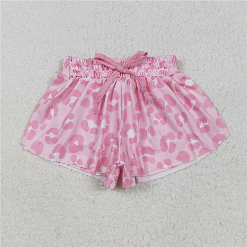 12.23 RTS NO MOQ (In stock)Matching SS0587 Baby Girls Pink Leopard Summer Shorts Bottoms