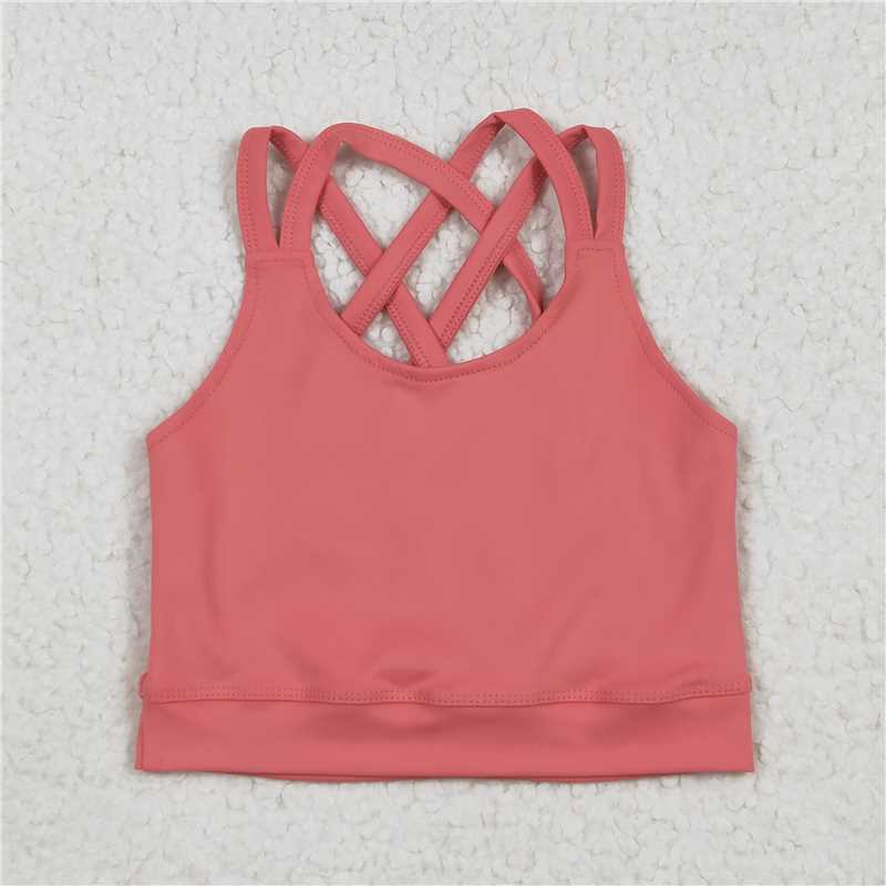 11.15 RTS NO MOQ (In stock)Matching GT1004 Baby Girls Peach Strap Yoga Vest Tops