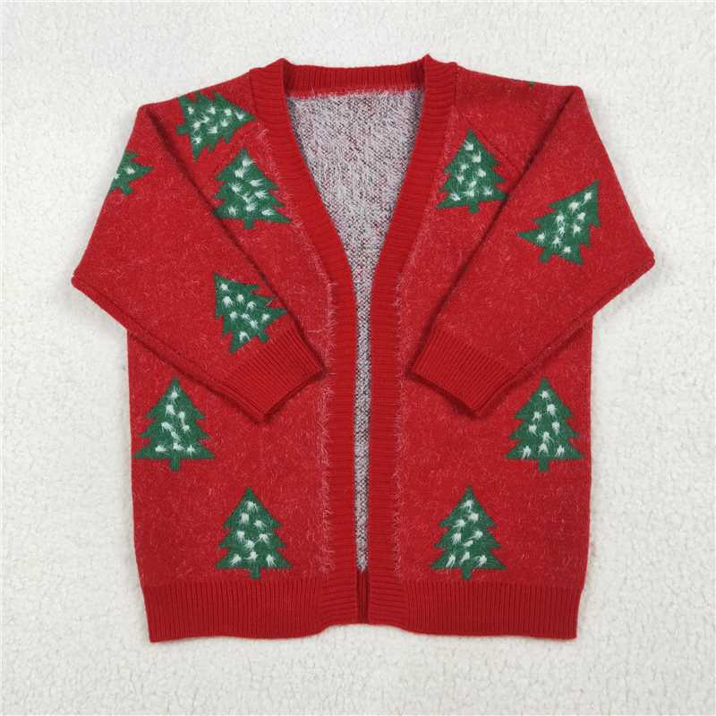 12.20 RTS NO MOQ (In stock)Matching Christmas GT1114 Baby Girls Red Christmas Tree Long Sleeve Sweaters