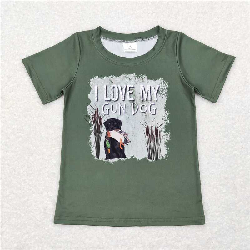 BT0413 Baby Boys I Love My Gun Dog Hunting Short Sleeve Tee Shirts Tops