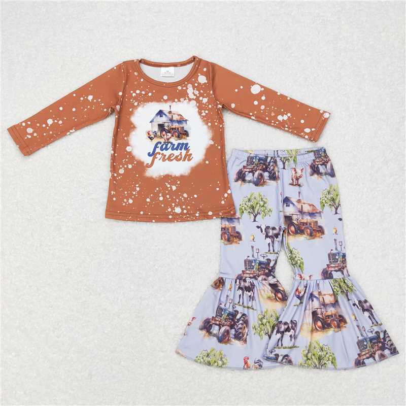 GLP0728Farm fresh top chicken cow pig pants girls clothes